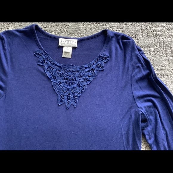 Talbots long sleeve top with lace inset - Picture 2 of 3